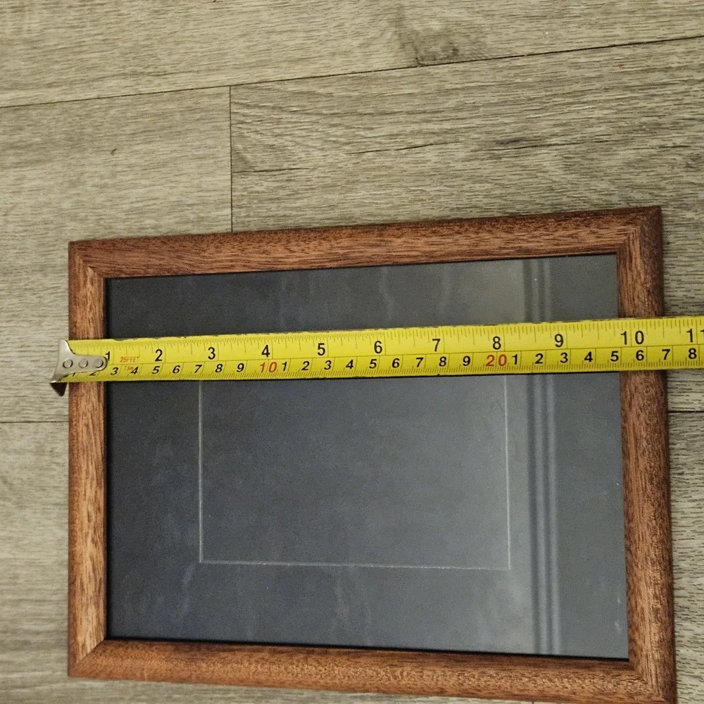 Vintage wooden picture frame with glass insert and felt black backing‎